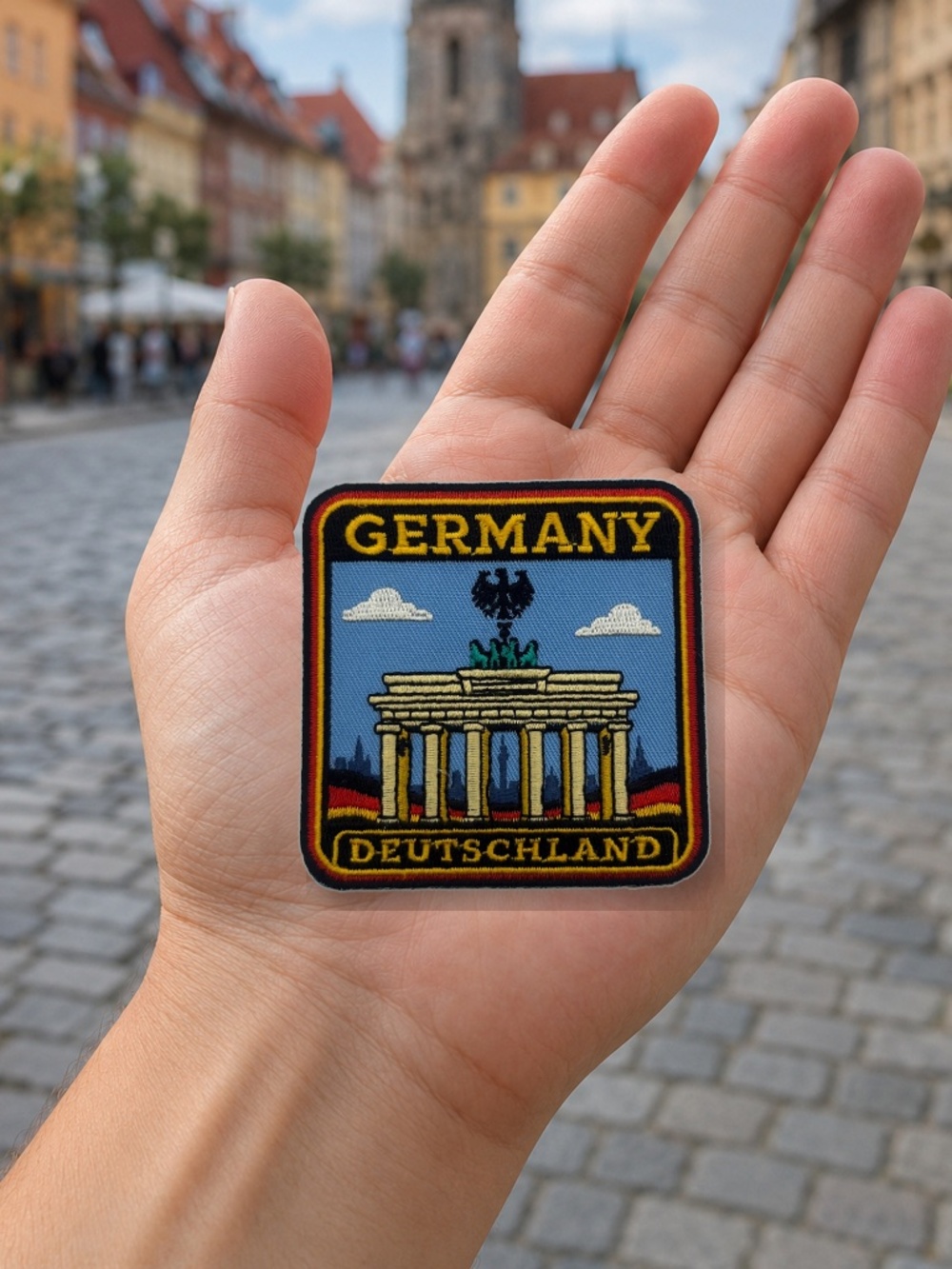 Germany Patch, Deutschland Berlin 3 Inch Embroidered Iron-On Souvenir